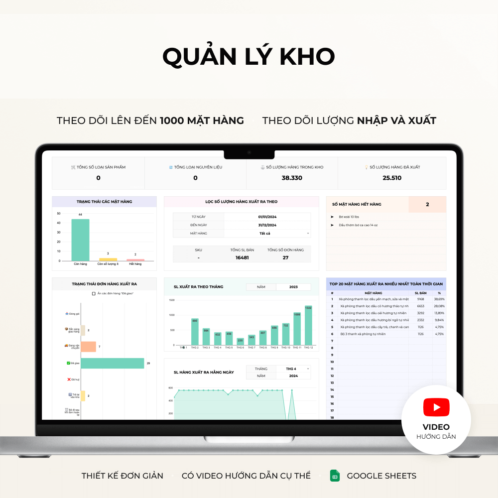 Alternative view of Theo dõi & Quản lý kho – Google sheet template